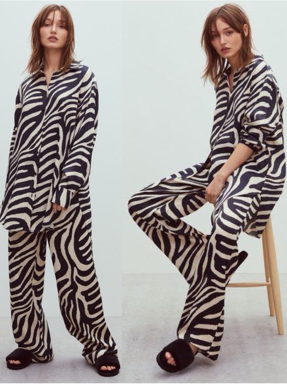 H&M Zebra Print Two-Piece Set - Black & Cream